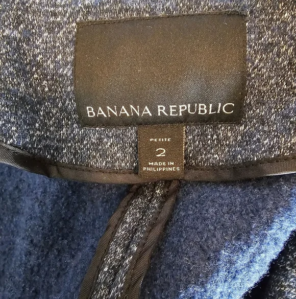 Banana Republic Wool Casual Blue Blazer Jacket 2 Petite Preowned - Picture 8 of 9